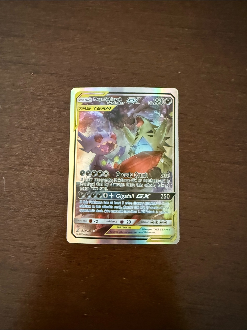 Pokémon TAG TEAM GX Holo Card - Mega Sableye & Tyranitar (Black/Green Accents)
